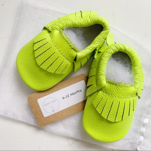 Happy Moc Other - SOLD Happy Moc Lime Green Moccasins 6-12 months